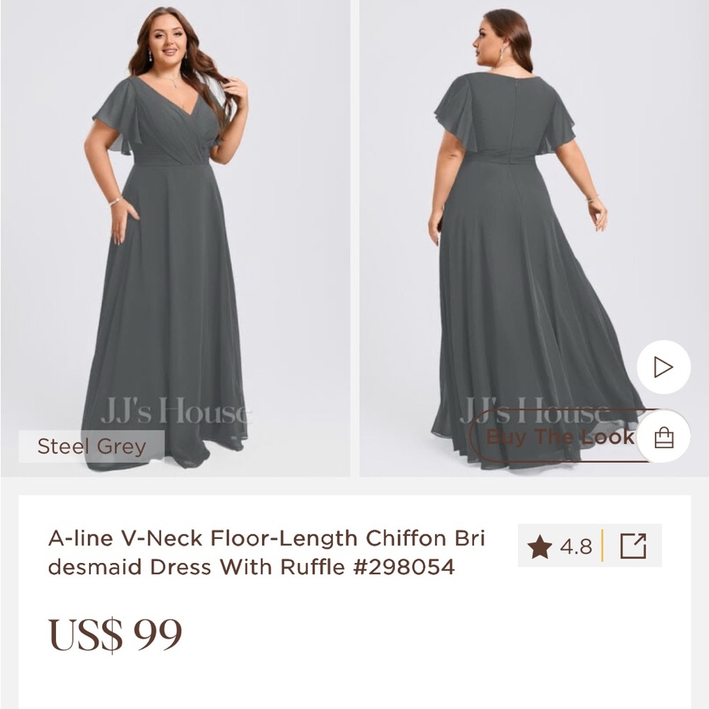 JJs House Steel Grey Maxi Chiffon Dress